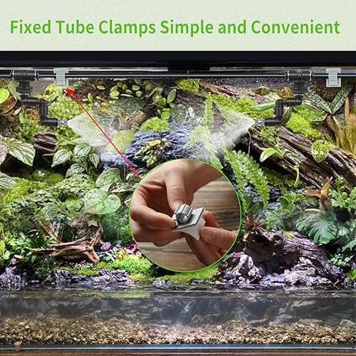 Misting Irrigation Kit Plant Watering System Fittings with 1/4 inch 1/2 inch Blank Distribution Tubing Hose Adjustable Nozzle Emitters Sprinkler Barbed Fittings Greenhouse