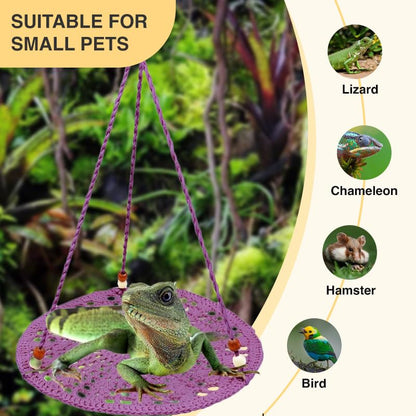 Reptile Hammock, Reptile Hammock Swing Hanging Bed for Bearded Dragon Lizard Snake Gecko Chameleon Parrot Hamster Small Pets （9.8"*17.7" Purple） - color: Purple