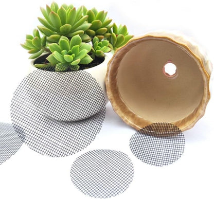 100Pcs Black Round Mesh for Plant Pot,Plant Pot Hole Meshs Pad Bonsai Meshs Flower Pot Drainage Mesh Drainage Hole Screens Bonsai Pot Bottom Grid Mat(2.5cm) Garden Pots
