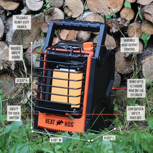 Heat Hog 9,000 BTU Portable Propane Radiant Space Heater, Indoor, Outdoor, Garage, Camping, Outdoor Sports, Boating, RVs, Tiltable Design, Gas Powered - size: 9,000 BTU