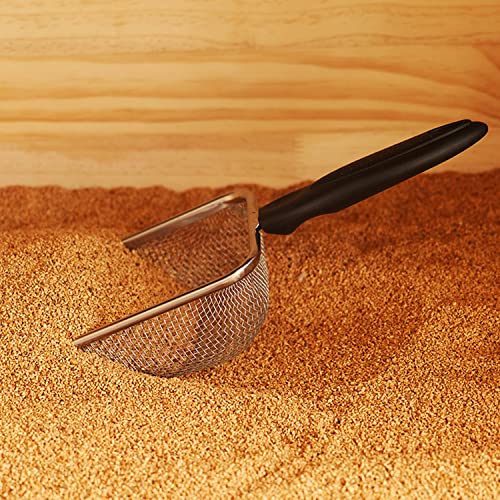 Cat Litter Scoop Stainless Steel Mesh Scooper Long Handle Deep Shovel Non-Stick Coated Metal Litter Scoop for Litter Box Kitten Pooper Lifter (Hole:3.8mm/Regular Cat Litter Scoop)