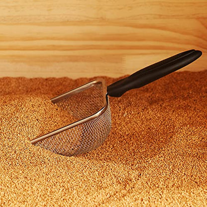 Cat Litter Scoop Stainless Steel Mesh Scooper Long Handle Deep Shovel Non-Stick Coated Metal Litter Scoop for Litter Box Kitten Pooper Lifter (Hole:3.8mm/Regular Cat Litter Scoop)