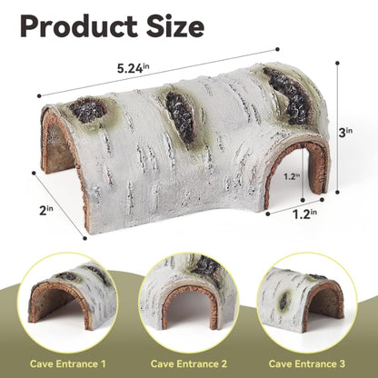 Natural Reptile Hide Basking Platform, Birch Tree Bark Trunk Habitats Decor | Reptile Hides and Caves, Aquarium Decoration Wood for Lizard Geckos Snake Spiders Frogs Turtle Shrimp Betta