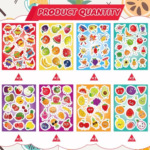 312Pcs Fruit Stickers, Self Adhesive Fruit Theme Sticker Pineapple Apple Strawberry Stickers for Scrapbooks Envelopes Cards Gifts Crafts Party Favors Class Rewards - style: Fruit