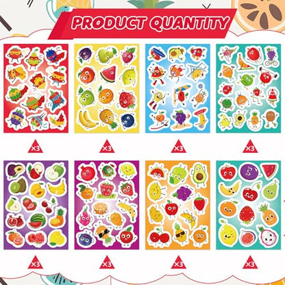 312Pcs Fruit Stickers, Self Adhesive Fruit Theme Sticker Pineapple Apple Strawberry Stickers for Scrapbooks Envelopes Cards Gifts Crafts Party Favors Class Rewards - style: Fruit