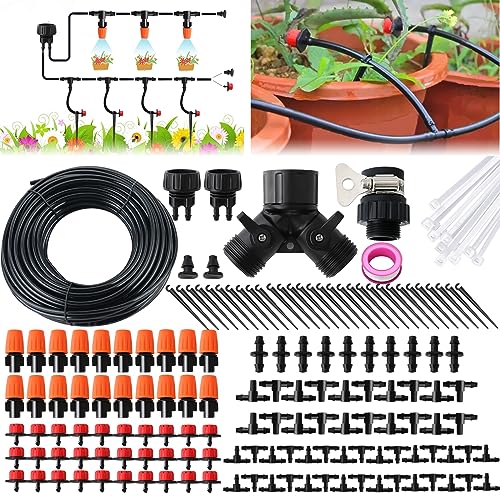Drip Irrigation Kit, 1/4" Blank Distribution Tubing | Garden Irrigation System, DIY Saving Water, Automatic Watering System, For Garden, Greenhouse, Flower Bed, Patio, Lawn - size: 100FT Tubing + 147 PC Dripper