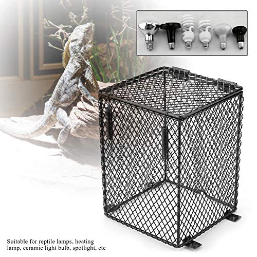 TOPINCN Reptile Heater Guard Anti Scald Heating Bulb Lamp Enclosure Cage Protector Heat Light Mesh Cover Lampshade for Day Night Lights Ceramic Light Bulb (Cubiod) - color: Cubiod