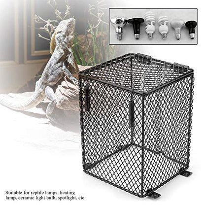 TOPINCN Reptile Heater Guard Anti Scald Heating Bulb Lamp Enclosure Cage Protector Heat Light Mesh Cover Lampshade for Day Night Lights Ceramic Light Bulb (Cubiod) - color: Cubiod
