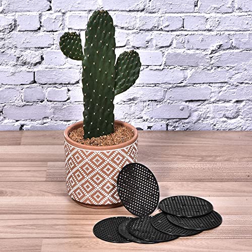 MECCANIXITY Flower Pot Hole Mesh Pad 3.3 Inch Bonsai Plant Bottom Round Plastic Soil Grid Screen Mat, Black Pack of 20 - size: 3.3"