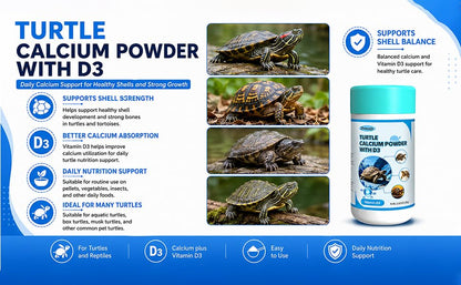 Turtle Calcium Powder D3- Phosphorus Free - Ultra fine Powder (2.82 oz)
