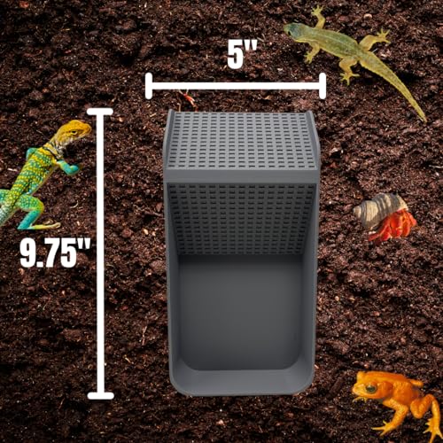 Hermit Crab, Lizard, Turtle, Amphibian XL Watering Pool | Platform Pool Accessory with Access Ramp for Pet Habitats | 9.75" x 5" | Made in USA (X-Large) (Fresh Only, Gray) - color: Fresh Only, Gray