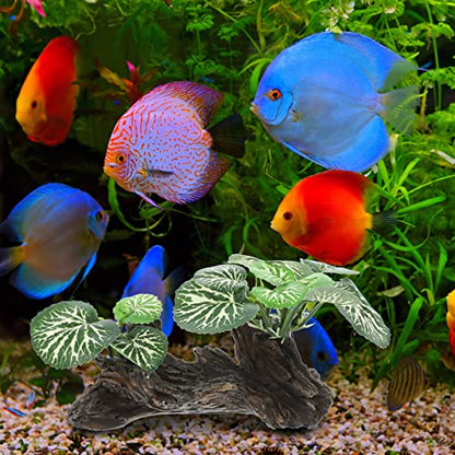 Ipetboom Fish Tank Plant Reptile Corner Branch Resin Climbing Tree Branch with Leaves Terrarium Plant Branches Fish Turtle Tank Decor for Snake Bearded Dragon Lizard Frog - size: Medium
