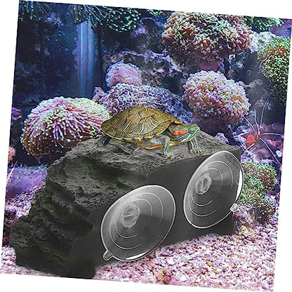 GANAZONO Aquarium Tortoise Basking Platform Multi-Functional Climbing Ramp for Aquatic Turtles Frogs Reptiles Durable Resin Decoration with Vivid Accessory for Water Turtles Lizards