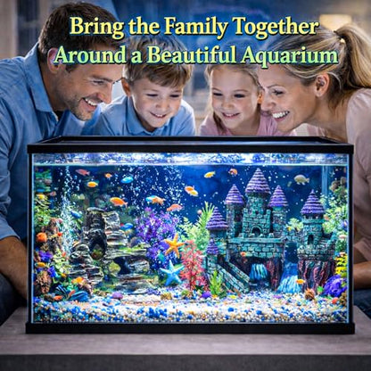 Mechpia 13 Pieces Aquarium Decorations Kit, Fish Tank Decorations Set Small Resin Castle and Rockery Betta Fish Cave Hideout Coral Artificial Plastic Plants Ornament Accessories