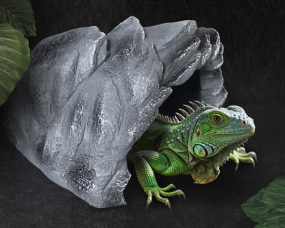 Rock Cave Habitat Hidden for Reptile and Amphibians.Terrarium & Aquarium Decor, Reptile hideout Hide Cave, Perfect for Bearded Dragons,Lizards,Snakes,Turtles,Geckos,Tortoises,Small Animals -Large Size - style: StyleB-Gery(Large Size)