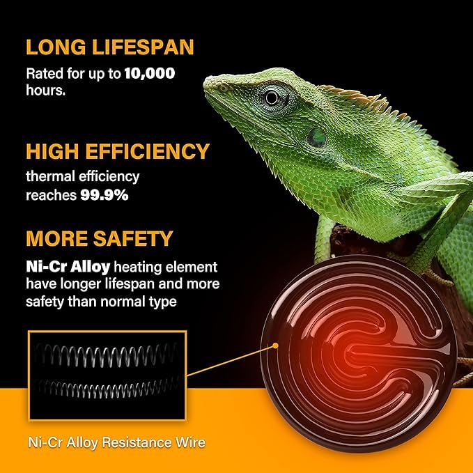 HealSmart Reptile Heat Lamp 150W 4-Pack Ceramic Heat Emitter, No Light Emitting Heat Bulbs for Amphibian Pet Brooder Coop Incubating Chicken, Lizard Bearded Dragon Turtle Snake Terrarium - size: 150 Watts, style: D-85mm (3.35") *4 Pcs