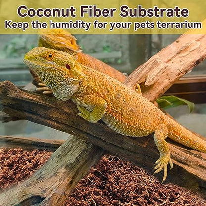 2 Pack Coconut Fiber Substrate, Natural Coco Coir Reptile Bedding | Reptile Substrate for Tortoises, Snakes, Hermit Crabs, Bearded Dragon and Turtles, Bioactive Terrarium Soil & Plant Substrate - color: 2 Pack