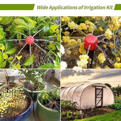 100 pcs Drip Emitters for 1/4" Drip Irrigation Tubing, Adjustable 360 Degree Water Flow Drippers for Drip Irrigation on 5" Arrow Stake for Garden Watering System Flower Plant - size: 100 Pcs Drip Emitters