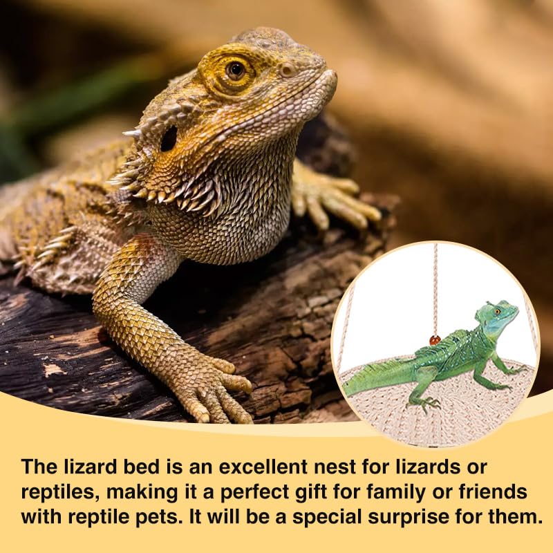 Reptile Hammock, Reptile Hammock Swing Hanging Bed for Bearded Dragon Lizard Snake Gecko Chameleon Parrot Hamster Small Pets （9.8"*17.7" White） - color: White
