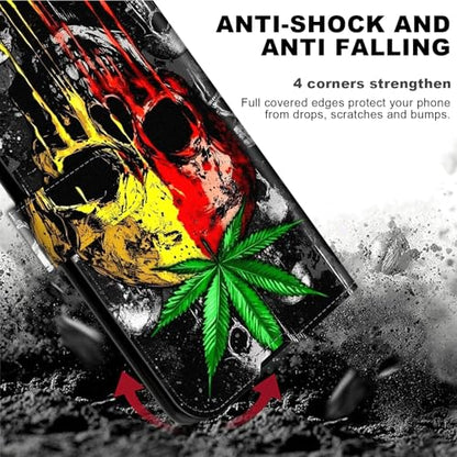 for Cricket Outlast 5G 2024 Wallet case with RFID Blocking Credit Card Holder Kickstand, Folio Flip PU Leather Shockproof Protective Cover for AT&T Motivate Pro 5G, Skull - color: Skull