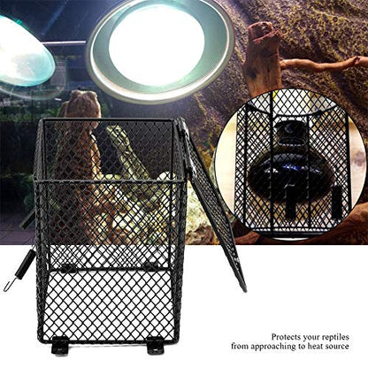 TOPINCN Reptile Heater Guard Anti Scald Heating Bulb Lamp Enclosure Cage Protector Heat Light Mesh Cover Lampshade for Day Night Lights Ceramic Light Bulb (Cubiod) - color: Cubiod