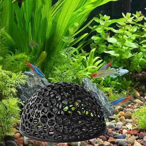2-Pack Black Shrimp Hideouts, Aquarium Shrimp Hide, Hollow Half-Sphere Aquarium Caves, Fish Tank Porous Cave Shelter Hideout Ornament for Aquarium Small Fish Shrimp Habitat Rest