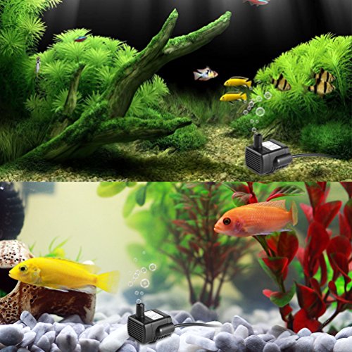 LEDGLE Mini USB Fountain Pump Compact Submersible Pumps Efficient 5V Water Pump for Small Pond, Fish Tank, Long Cord, 180L/H, Black - style: 180L/H