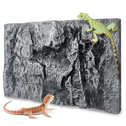 17.7x11.8in Rock Terrarium Background,3D Reptile Tank Background Board,Amphibian Stereo Backdrop Wall,Lizard Snake Gecko Spider Turtle Fish pet silo Background Decorative Panel(Grey) - color: grey-17.7"*11.8"（1pcs）