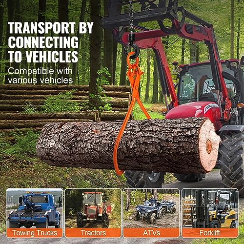 VEVOR Log Skidding Tongs, 32 inch 2 Claw Log Lifting Tongs, Heavy Duty Steel Lumber Skidding Tongs, 1543 lbs/700 kg Loading Capacity, Log Lifting, Handling, Dragging & Carrying Tool - style: 32in-O-Ring