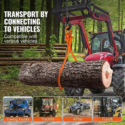 VEVOR Log Skidding Tongs, 32 inch 2 Claw Log Lifting Tongs, Heavy Duty Steel Lumber Skidding Tongs, 1543 lbs/700 kg Loading Capacity, Log Lifting, Handling, Dragging & Carrying Tool - style: 32in-O-Ring
