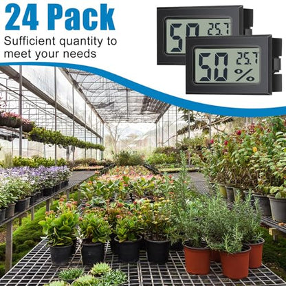 Kanayu 24 Pack Mini Digital Hygrometer Thermometers Indoor Humidity Monitor Temperature Humidity Gauge Meter with Fahrenheit for Greenhouse Garden Cellar Closet