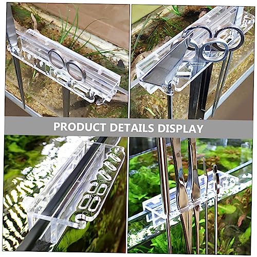 Aquarium Tool Holder Acrylic Fish Tank Wall Organizer for Scissors Tweezers and Cleaning Tools Convenient Storage Rack for Aquatic Plants and Accessories