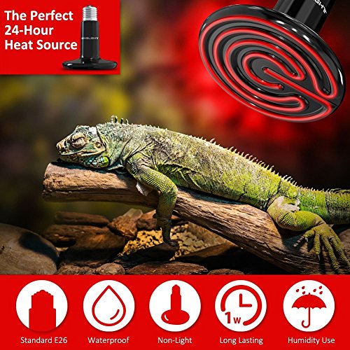 2-Pack 150W 110V Reptile Heat Lamp Ceramic Infrared Heat Emitter Bulb Pet Lamp,No Harm No Light Infrared Heat Emitter Brooder Lamp for Pet Coop Heater Reptile Chicken Turtle Heat Lighting,Black