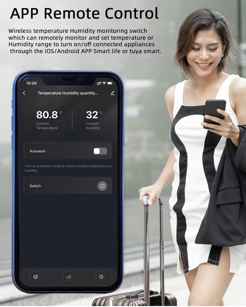 Tuya Smart WiFi 16A Temperature Humidity Switch Sensor Module with Energy Consumption Monitoring, APP Bluetooth Wireless Remote Control,Works with Alexa Google Home (Temperature Humidity) | Remote control, Bluetooth switch,AC85-250V Works with Alexa Googl