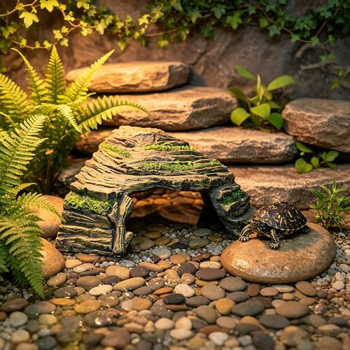 Reptile Hideout Cave - Bearded Dragon Rocks Tank Decor | Resin rock hideout provides a natural shedding aid and secure sanctuary, perfectly sized for bearded dragons.