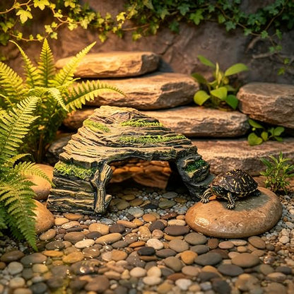 Reptile Hideout Cave - Bearded Dragon Rocks Tank Decor | Resin rock hideout provides a natural shedding aid and secure sanctuary, perfectly sized for bearded dragons.