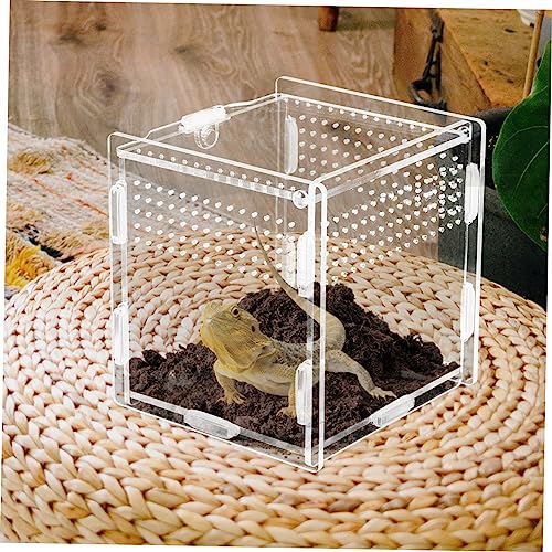 Clear Reptile Breeding Box Ventilation Transparent Terrarium Container for Pets for Gecko Lizard Frog and Habitats and Easy to Clean Visibility