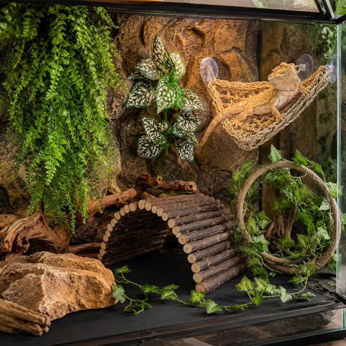 RUNANIA Bearded Dragon Tank Accessories, Reptile Mat Hammock Plants Bridge Jungle Climber Vines Terrarium Decorations for Bearded Dragon Lizard Snake - size: Large