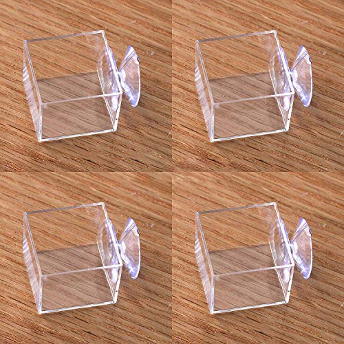 4pcs mini Insect Water Dish, Transparent Plastic, Small Reptile Feeding Feeder, Crickets Pet Worm Cups Spider Gecko Butterfly Mantis Beetle Bowl Set | Wall Mounted Reptile Food Dish And Water Bowl Set For Small Lizard, Mantis And Jumping Spider, Animals E
