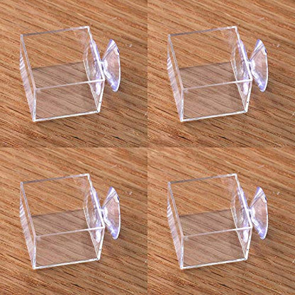 4pcs mini Insect Water Dish, Transparent Plastic, Small Reptile Feeding Feeder, Crickets Pet Worm Cups Spider Gecko Butterfly Mantis Beetle Bowl Set | Wall Mounted Reptile Food Dish And Water Bowl Set For Small Lizard, Mantis And Jumping Spider, Animals E