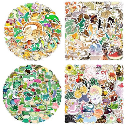 200 Pieces Reptile Stickers Frog Lizard Gecko Snake Stickers for Laptop, Guitar, Motorcycle, Bike, Skateboard, Luggage