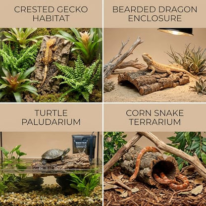 7PCS Cork Bark for Reptiles, Habitat Decoration Set, Reptile Terrarium Climbing Accessories, Five Small and Two Medium Champagne Cork Bark Hide