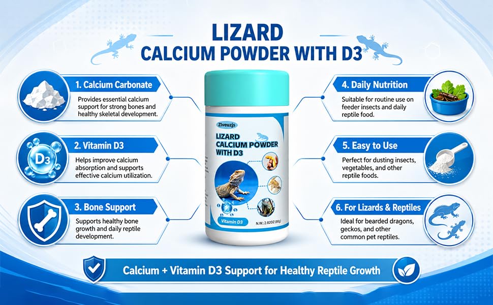 Lizard D3 Calcium Powder—Organically Extracted—Powder (2.82 oz)