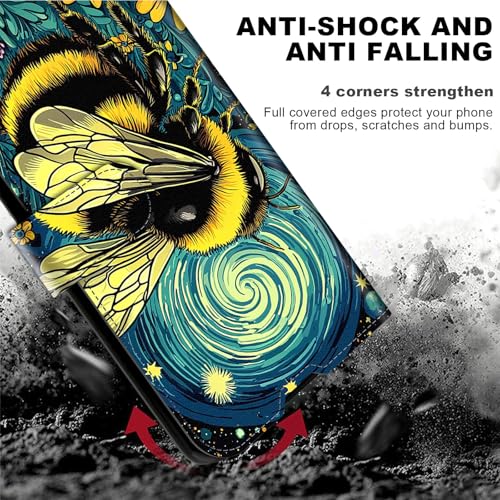 for Cricket Outlast 5G 2024 Wallet case with RFID Blocking Credit Card Holder Kickstand, Folio Flip PU Leather Shockproof Protective Cover for AT&T Motivate Pro 5G, Enchanting Bee - color: Enchanting Bee