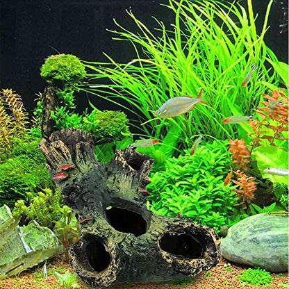 Tfwadmx Decaying Trunk Aquarium Ornament, Betta Fish Hideout Caves - Small Resin Aquarium Decoration Log with Holes for 20 Gallon Fish Tank - size: Style 2 (3 PCS)