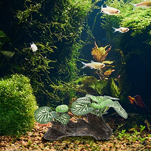 Ipetboom Fish Tank Plant Reptile Corner Branch Resin Climbing Tree Branch with Leaves Terrarium Plant Branches Fish Turtle Tank Decor for Snake Bearded Dragon Lizard Frog - size: Medium