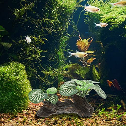 Ipetboom Fish Tank Plant Reptile Corner Branch Resin Climbing Tree Branch with Leaves Terrarium Plant Branches Fish Turtle Tank Decor for Snake Bearded Dragon Lizard Frog - size: Medium