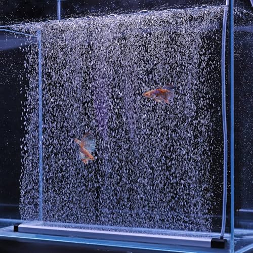 hygger Aquarium Bubble Strip, Nano Air Bubble Curtain Wall Aquarium, Quiet High Dissolved Oxygen Diffuser Fish Tank Bubbler Decorations Self-Sinking for Freshwater Saltwater (16.9 Inch) - size: 16.9 Inch