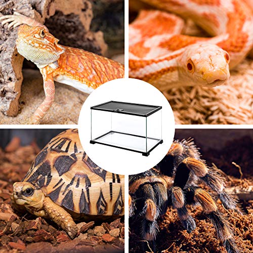 REPTI ZOO Full Glass 15 Gallon Reptile Tank, Medium Reptile Terrarium for Gecko Hermit Crab Hognose Snake etc, Top Screen Ventilation & Feeding - size: 20"W X 12"D X 14"H (15 Gallon)