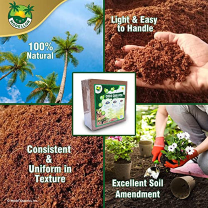 (10 lb) Premium Super Washed Coco Coir Brick, High Yield 18 to 20 gallons [72 to 80 quarts], Seed Starter, Organic, pH Balanced, Gardening, Indoor, Outdoor use
